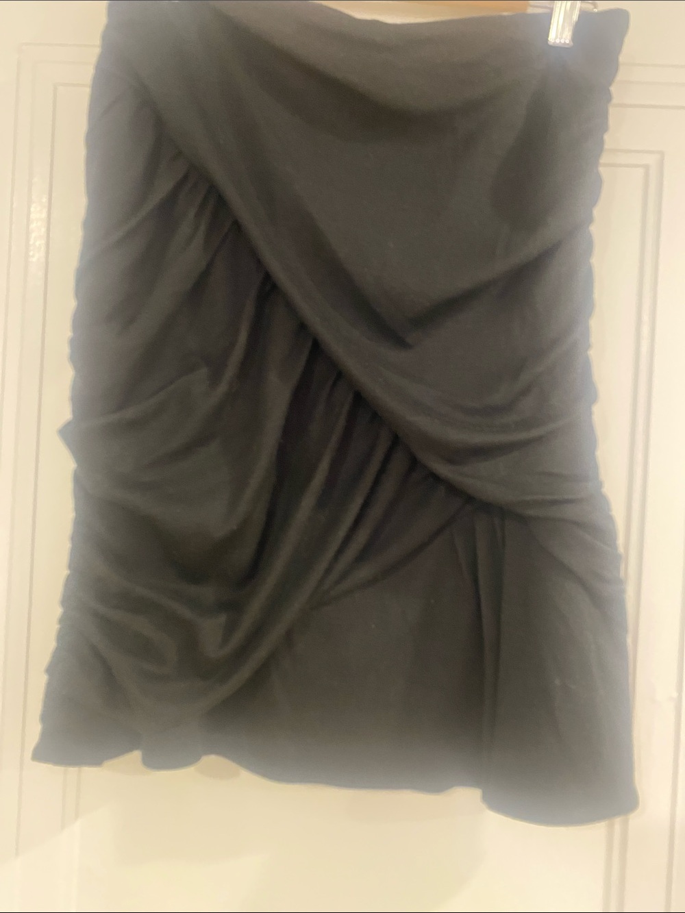 Nanette Lepore Black Draped Midi Skirt with Ruched Overlay - Picture 2 of 5